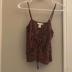 Leopard ruched front tank
